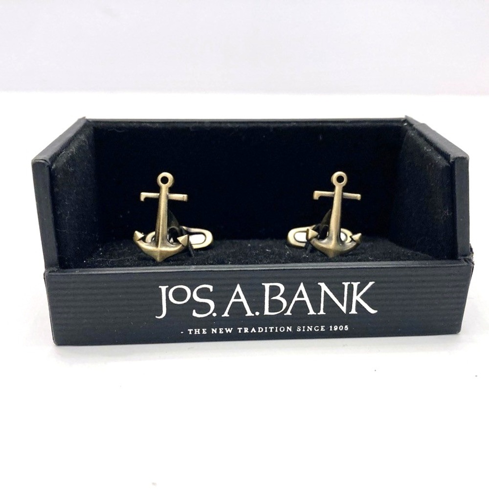 Jos. A. Bank Cufflinks Anchors Antique Brass Color Navy‎ Sailing Boat
